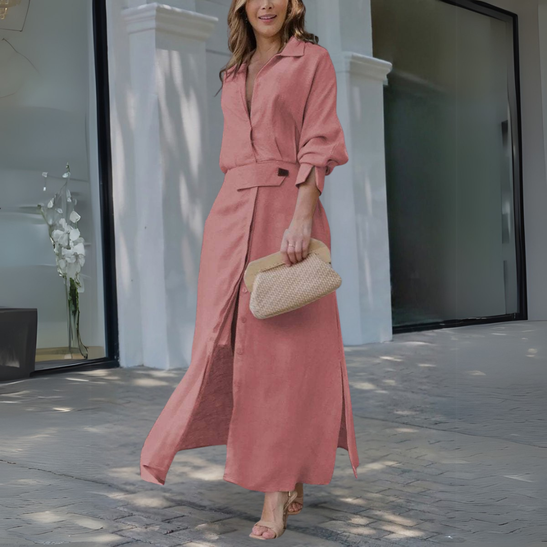 Deep V-Neck Flowy Maxi Dress