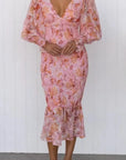 Bold Floral Pattern Midi Dress