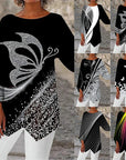 Round Neck And Long Sleeve Printed Shirt