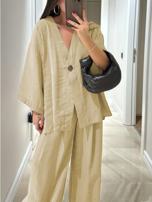 Comfortable V-Neck Casual Two-Piece Set