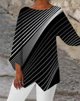 Round Neck And Long Sleeve Printed Shirt