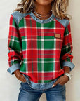 Plaid Patchwork Fashion Sweatshirt