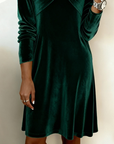 Twist-Knot Long-Sleeved Velvet Dress