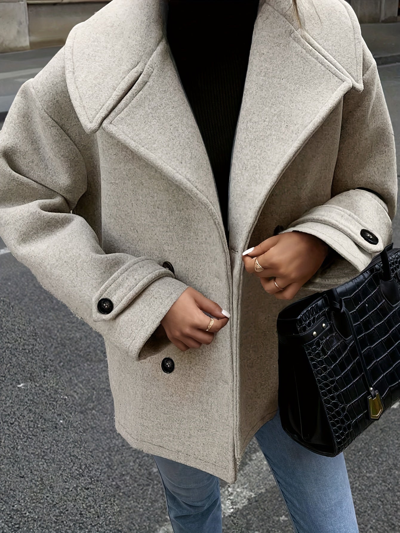 Stylish Double-Breasted Jacket with Button Details