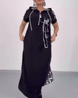 Half-Zip Loose Contrast Dress