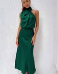 Backless Halter Neck Flowy Maxi Dress