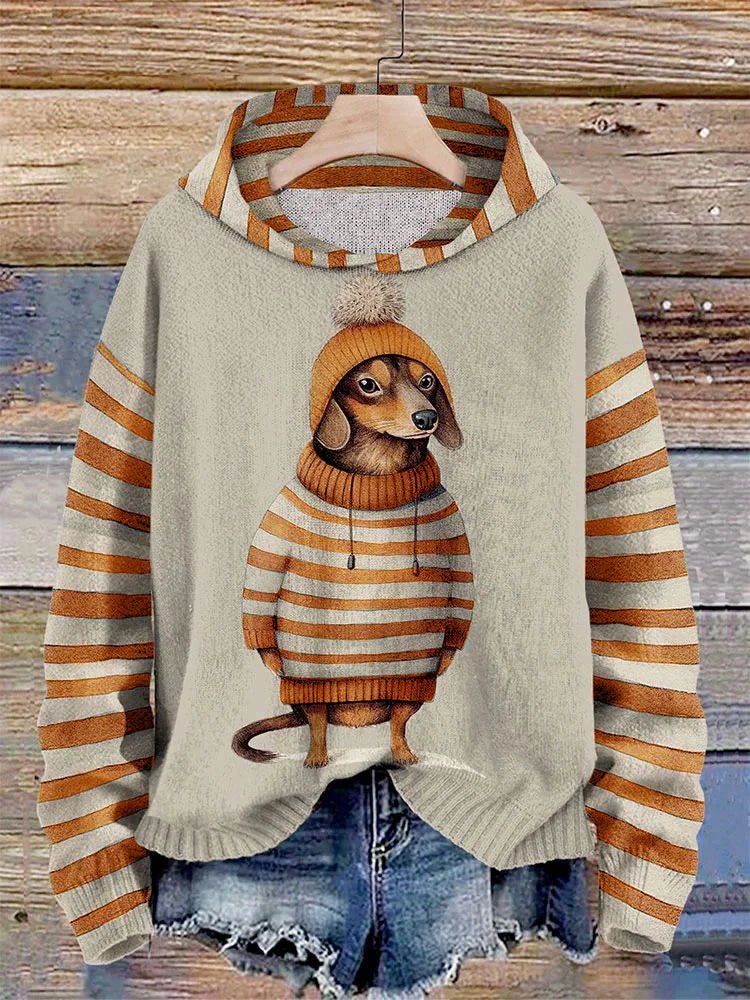 Women's Casual Dog Print Warm Hoodie