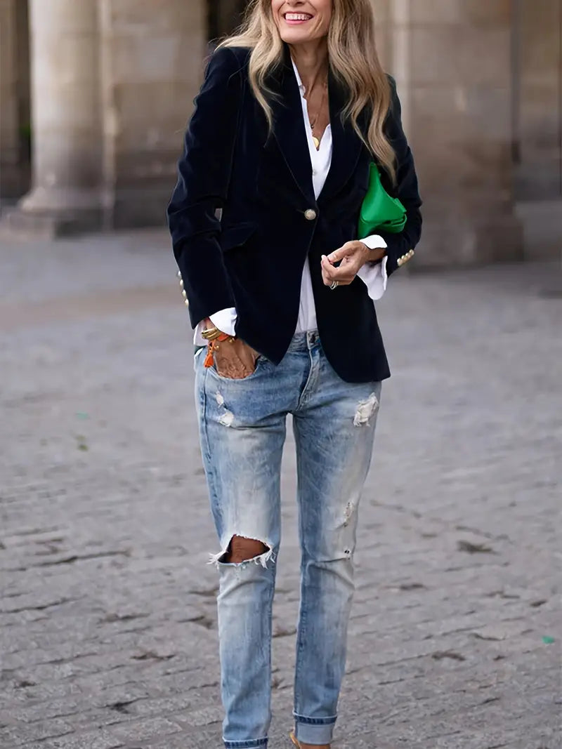 Elegant Velvet Blazer Jacket for Women