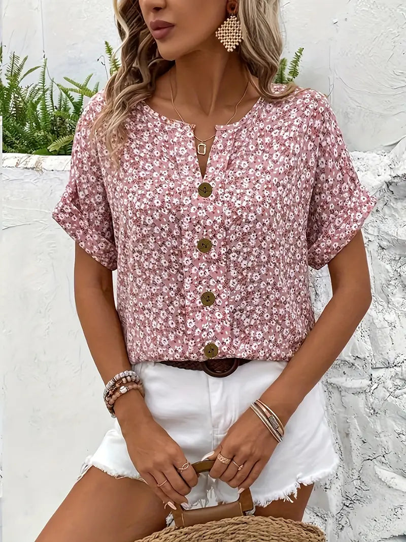 Effortless Floral Button-Up Top