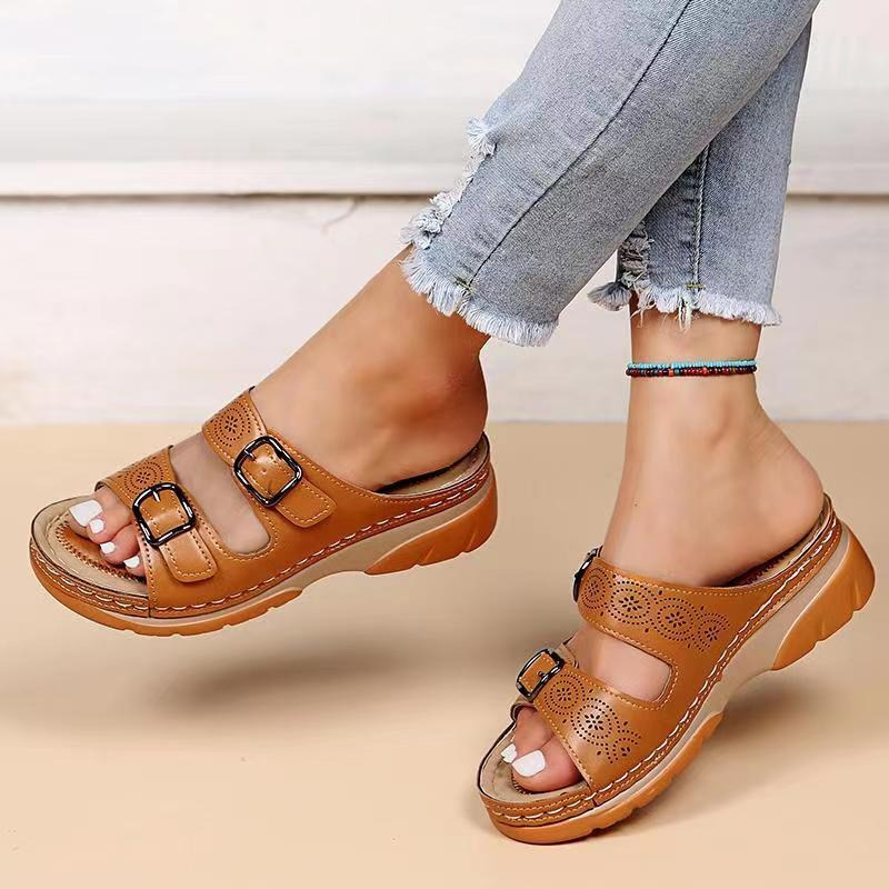 Comfort Fit Leather Sandals with Orthopedic Cushioning