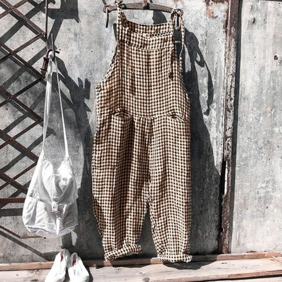 Checkered Sleeveless Jumpsuit for Women