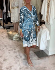 Retro print v-neck casual dress