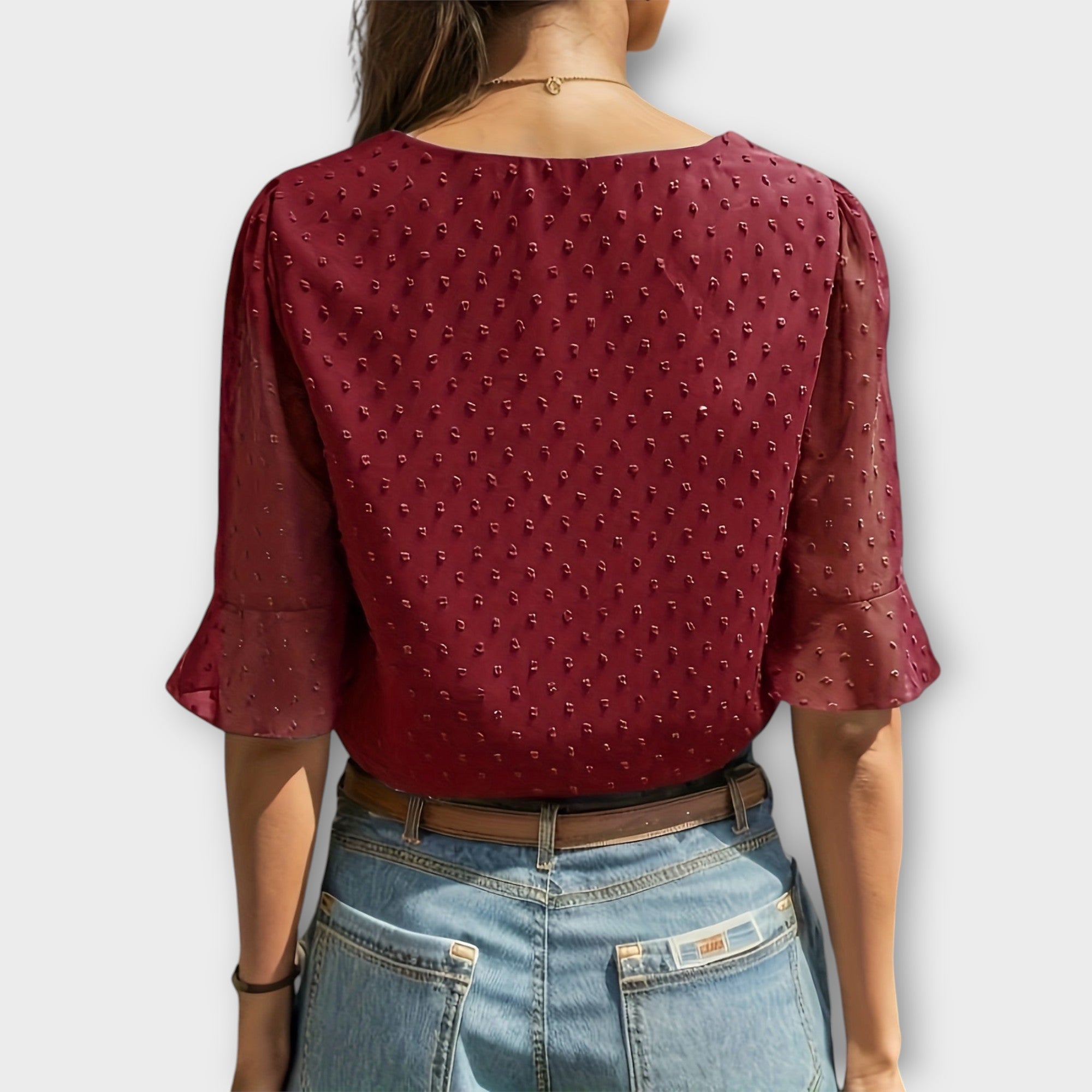 Blouse with Deep Neckline – Soft-Touch Statement Piece for Elegant Evenings or Weekend Styling