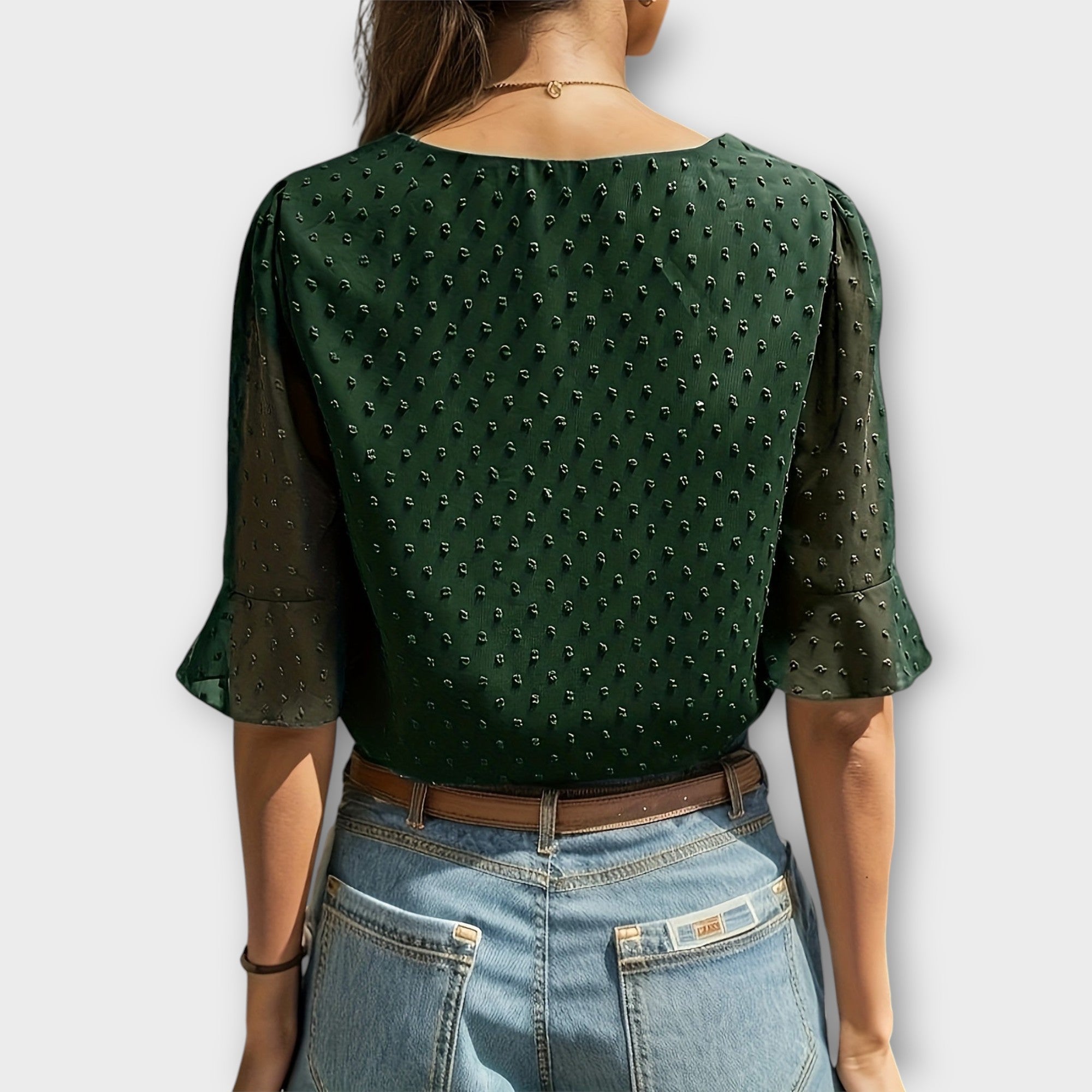 Blouse with Deep Neckline – Soft-Touch Statement Piece for Elegant Evenings or Weekend Styling