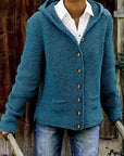 Elegant Long-Sleeved Hooded Cardigan