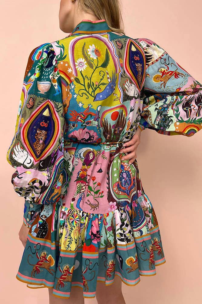 Graphic Scribble Style Mini Dress