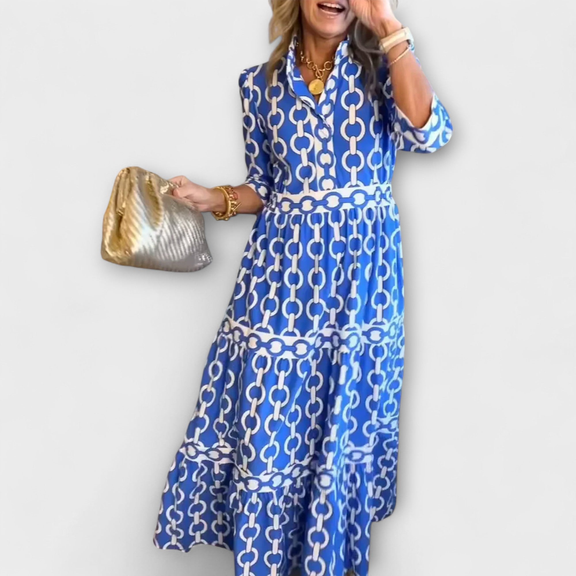Midi Dress with Chain Pattern