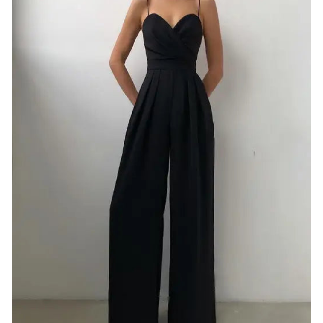 Women's Elegant Wide Leg Jumpsuit with Spaghetti Straps