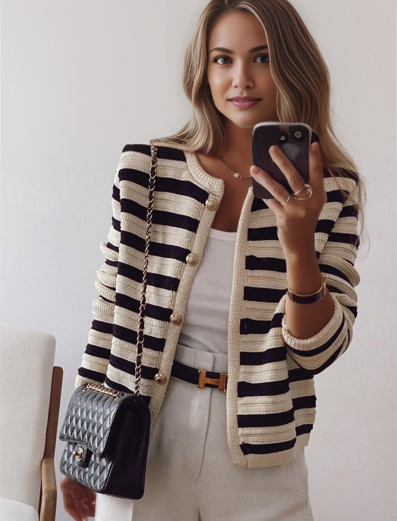 Timeless Striped Sweater Cardigan