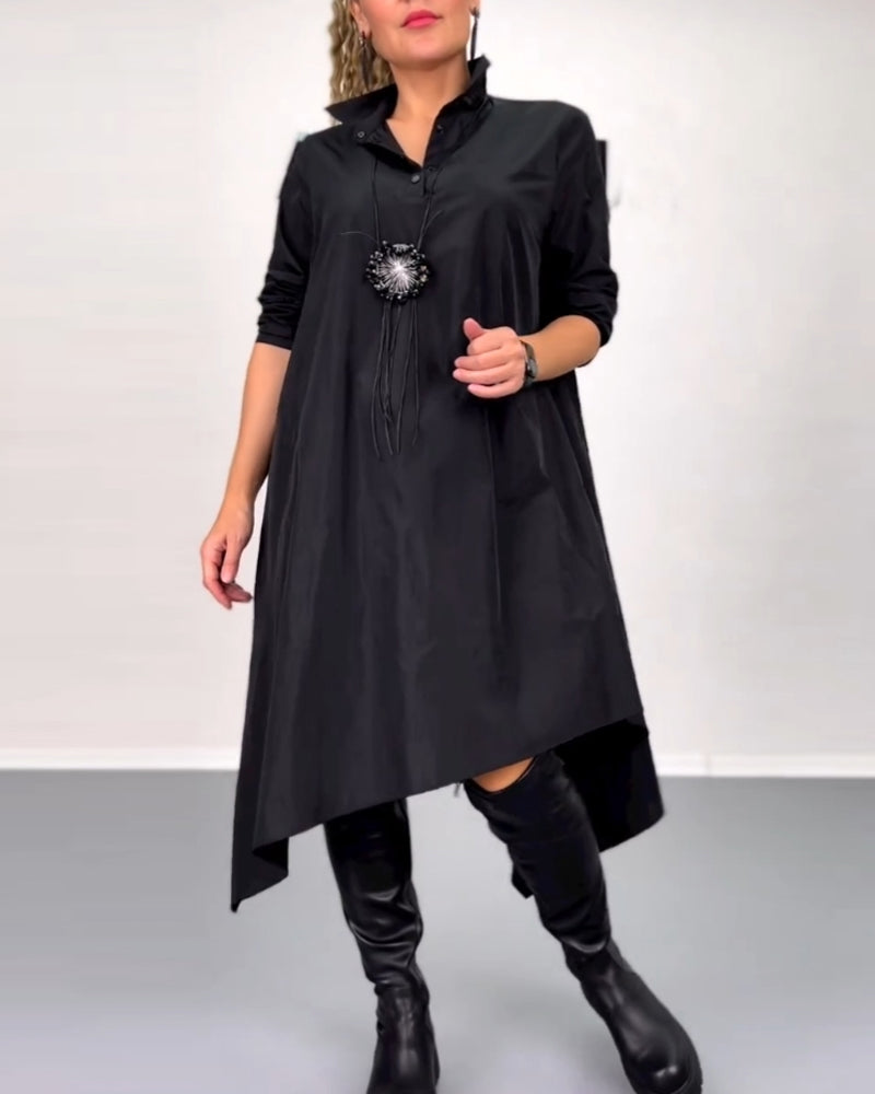 Solid color irregular casual dress