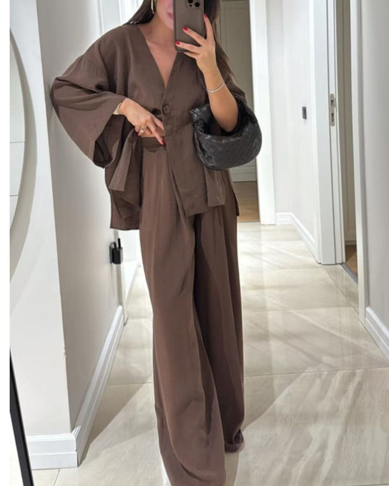 Comfortable V-Neck Casual Two-Piece Set