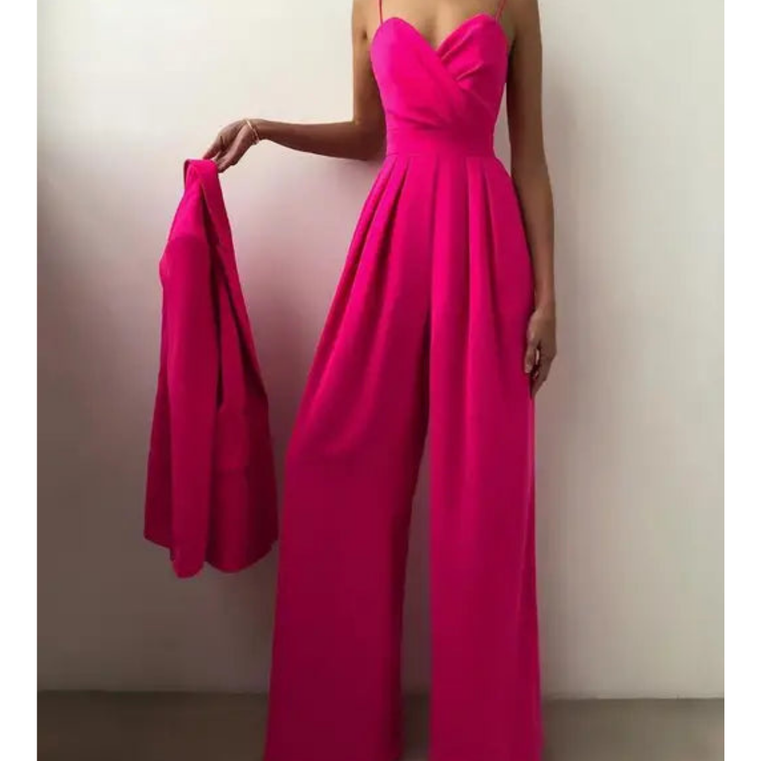 Women's Elegant Wide Leg Jumpsuit with Spaghetti Straps