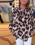 Leopard Print Half Button Blouse