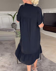 Flowy V-Neck Dress with Soft Pleats