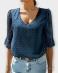 Blouse with Deep Neckline – Soft-Touch Statement Piece for Elegant Evenings or Weekend Styling