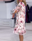 Floral print round neck elegant dress