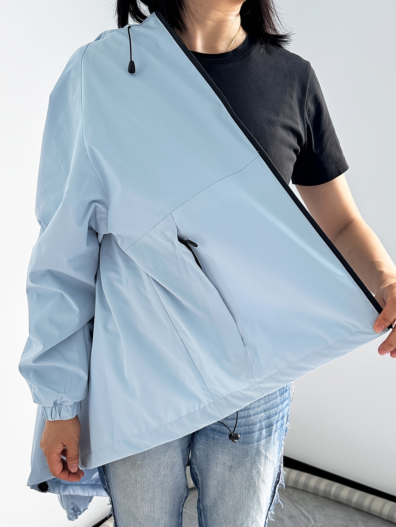 Casual Rain Jacket with Hood Women