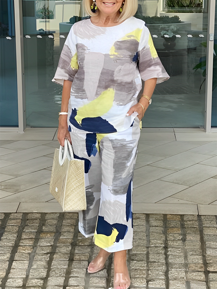 Casual Print Two-Piece Set