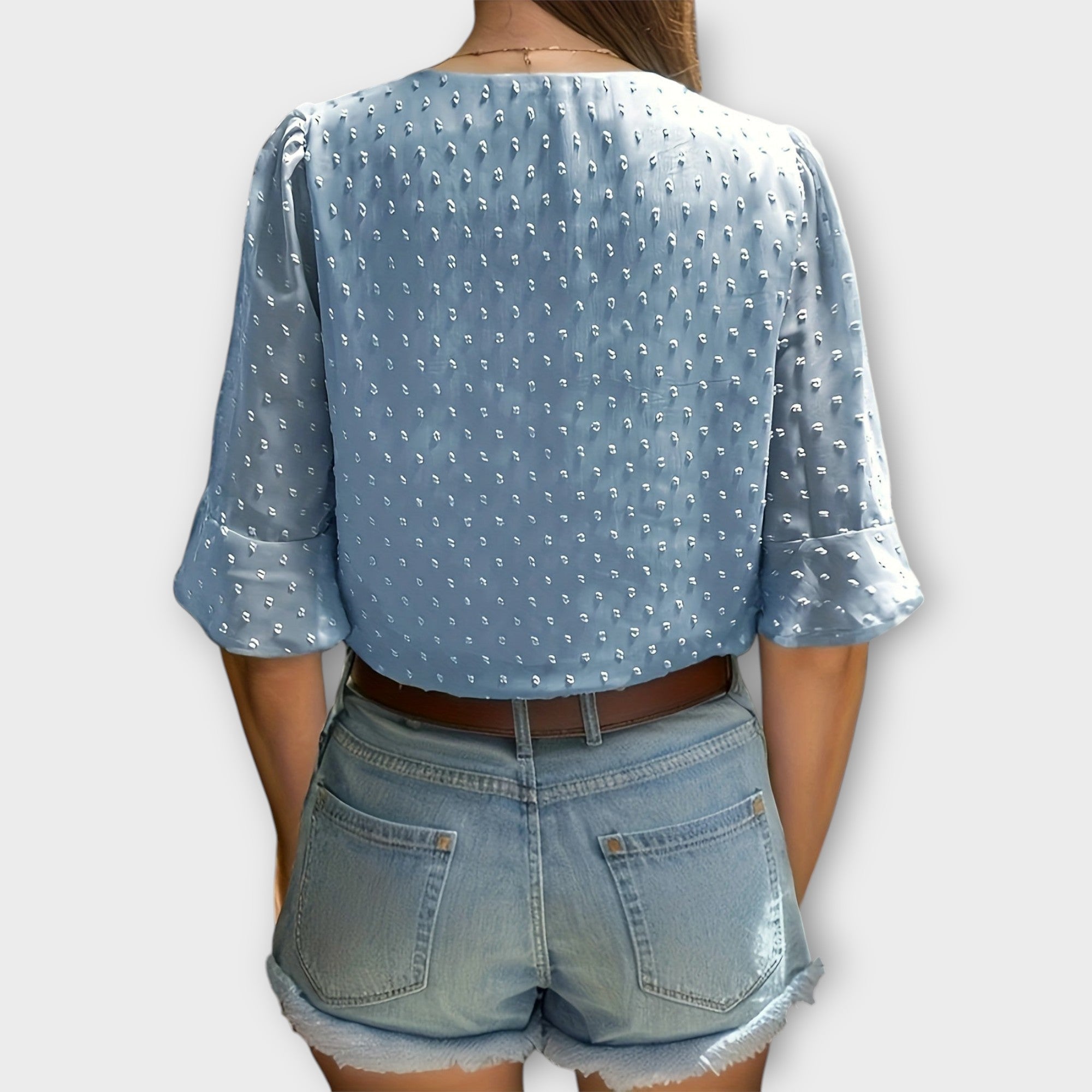 Blouse with Deep Neckline – Soft-Touch Statement Piece for Elegant Evenings or Weekend Styling