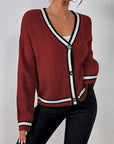 Casual Loose Fitting V Neck Knit Cardigan