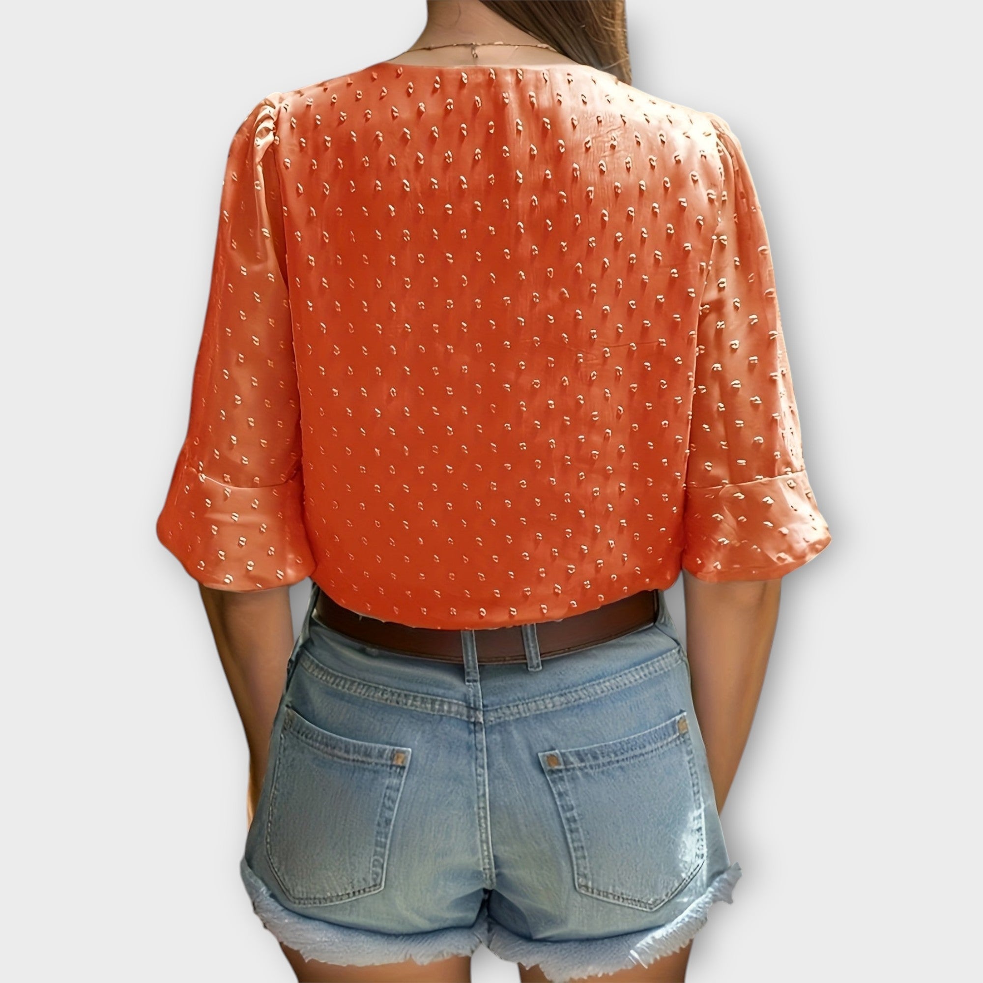 Blouse with Deep Neckline – Soft-Touch Statement Piece for Elegant Evenings or Weekend Styling