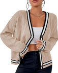 Casual Loose Fitting V Neck Knit Cardigan