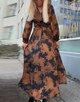 Lantern Sleeve Retro Print Dress