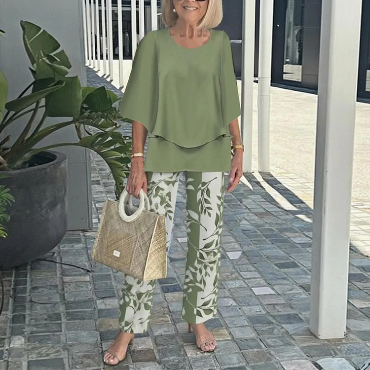 Mid-Sleeve Set Two-Piece