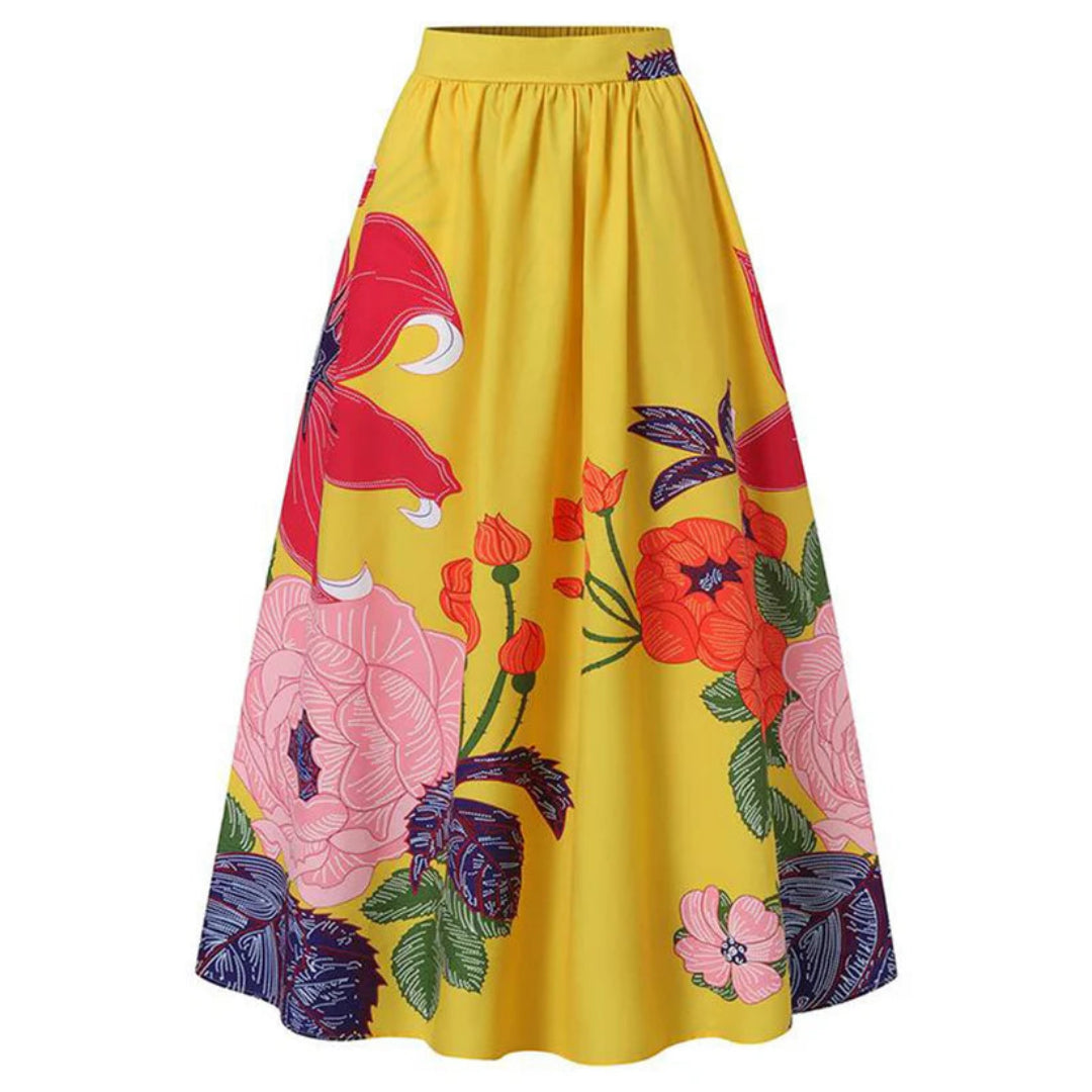 Women's Floral Stylish Print High-Waisted Skirt