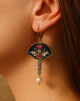 Red Pearl Dangle Earrings Vintage Style