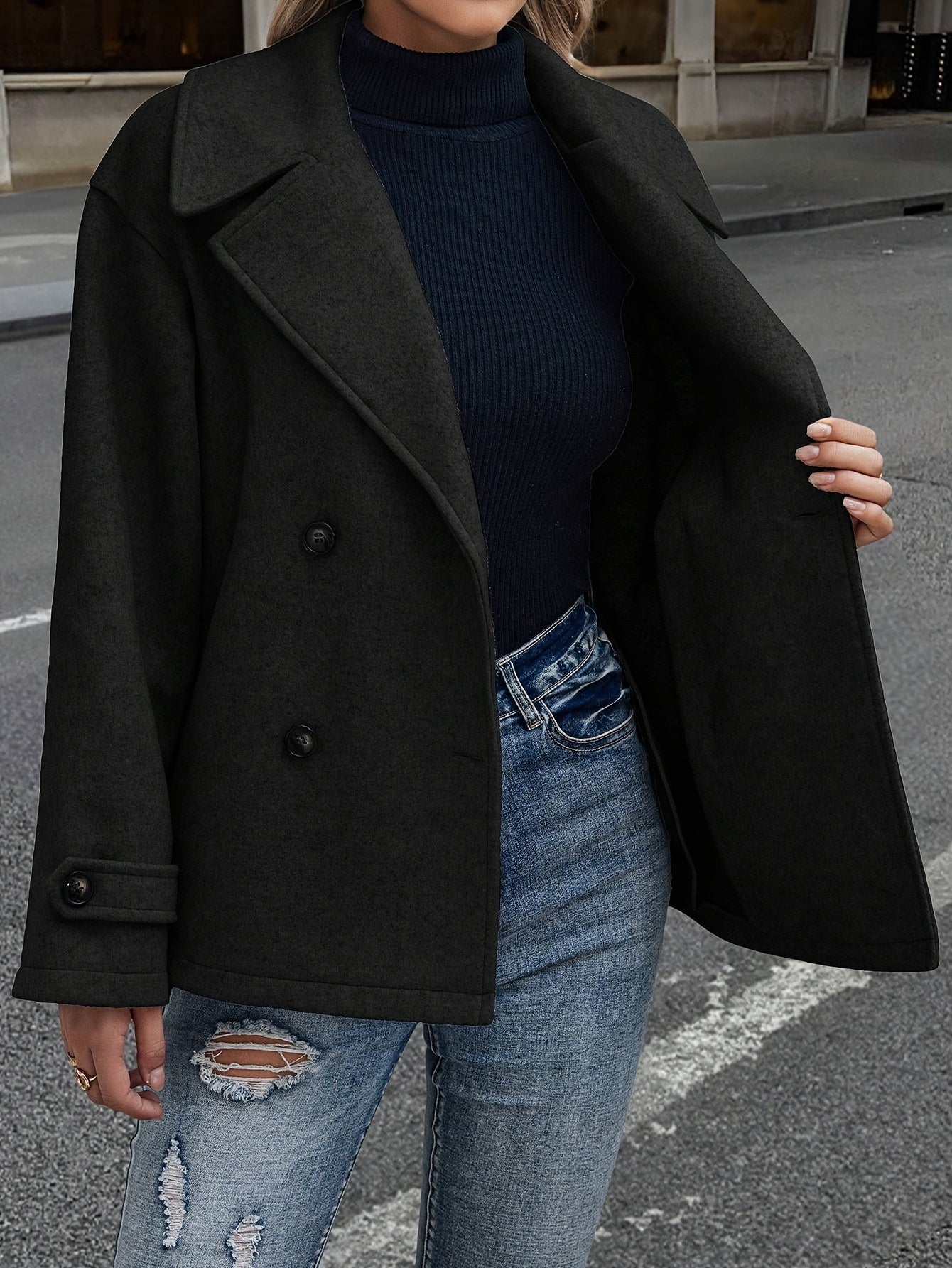 Stylish Double-Breasted Jacket with Button Details