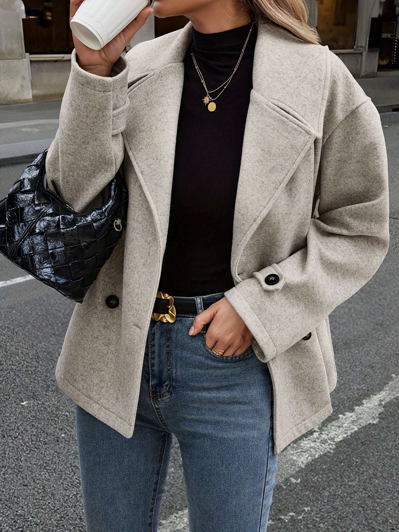 Stylish Double-Breasted Jacket with Button Details