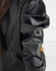 Stylish Puff Sleeve Leather Jacket