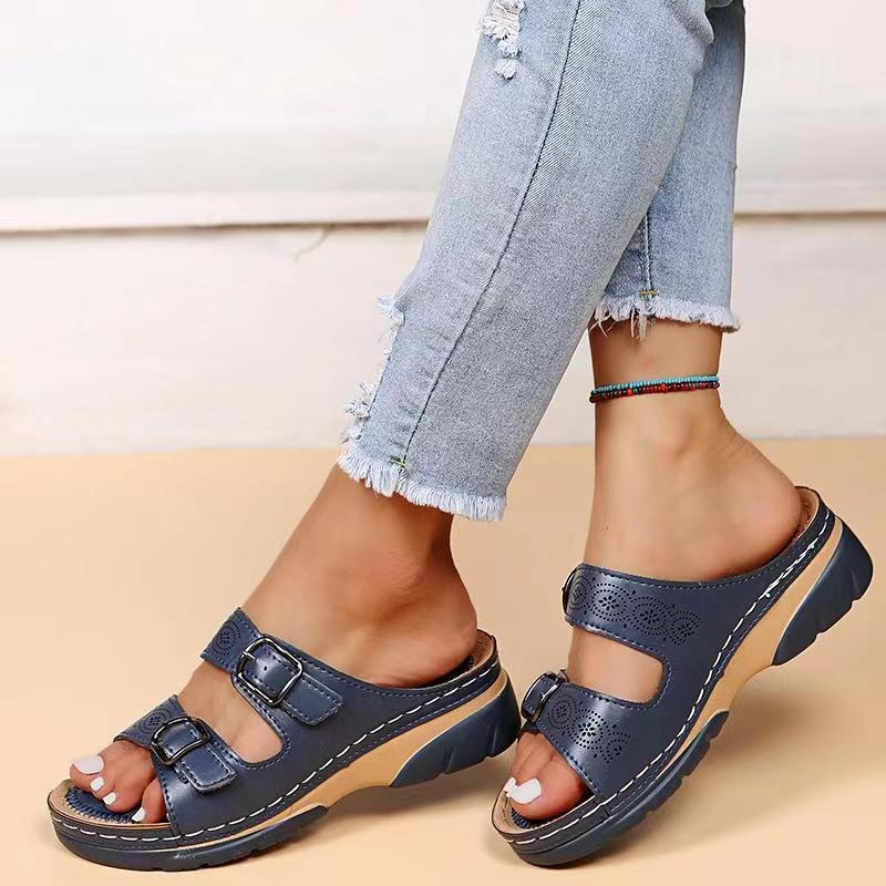 Comfort Fit Leather Sandals with Orthopedic Cushioning