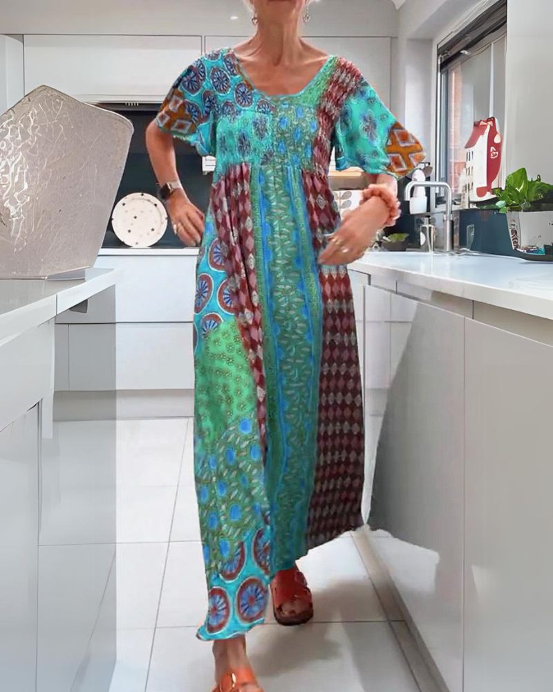 Boho Bliss Patchwork Maxi Dress