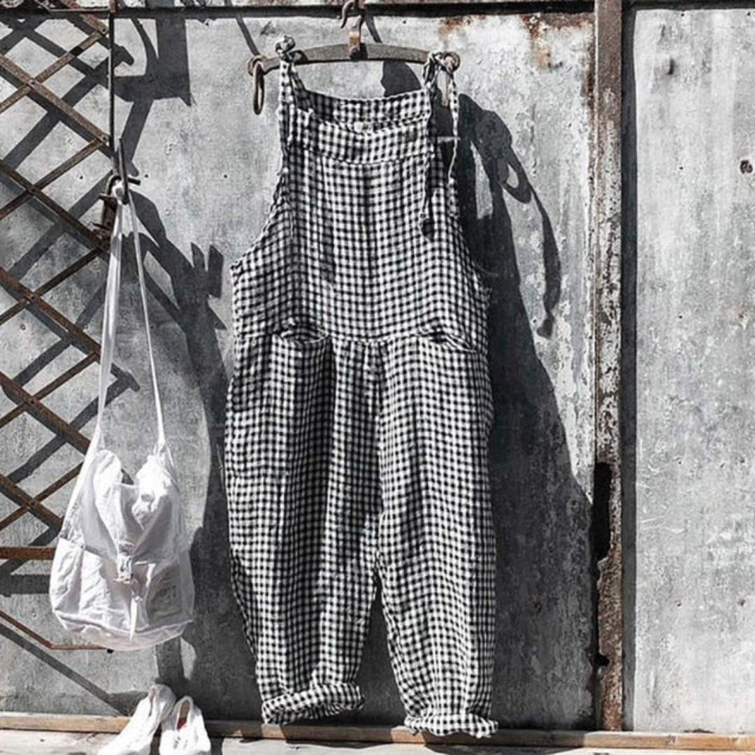 Checkered Sleeveless Jumpsuit for Women