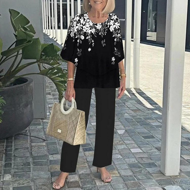 Mid-Sleeve Set Two-Piece