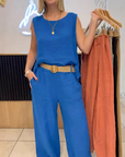 V-Neck Pants Suit Two-Piece Set