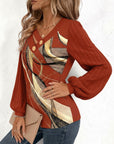 Striped Print Lantern Sleeve Top