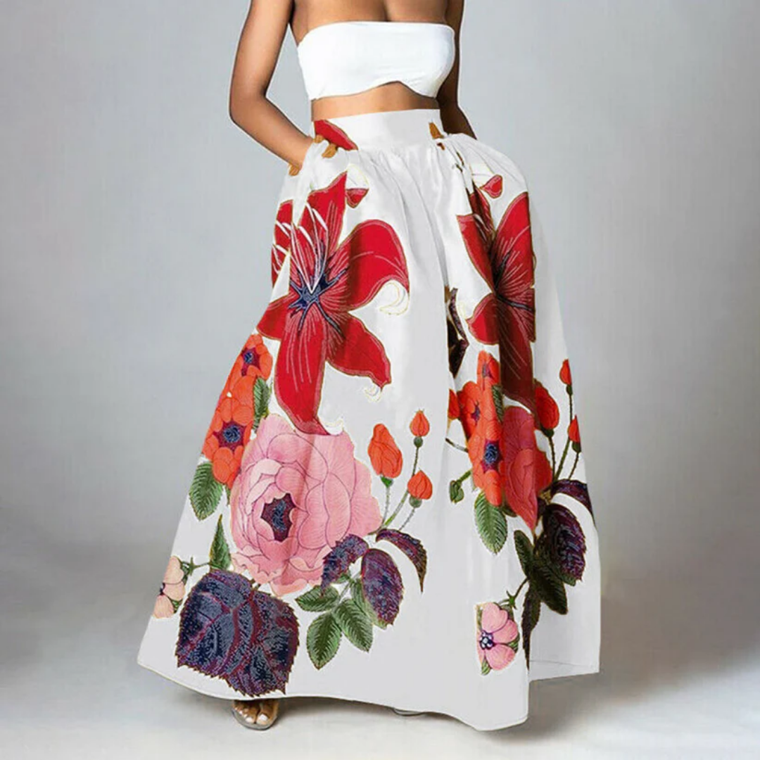 Women's Floral Stylish Print High-Waisted Skirt